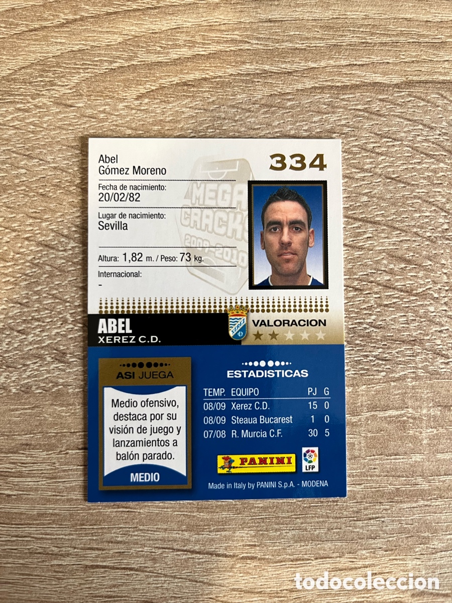 Cromos de f&uacute;tbol: 334 ABEL MEGACRACKS MGK 2009 2010 09 10 XEREZ