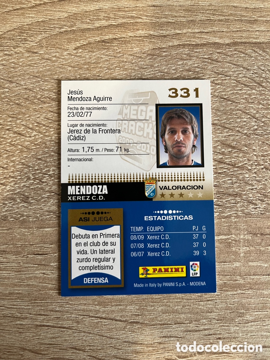 Cromos de f&uacute;tbol: 331 MENDOZA MEGACRACKS MGK 2009 2010 09 10 XEREZ