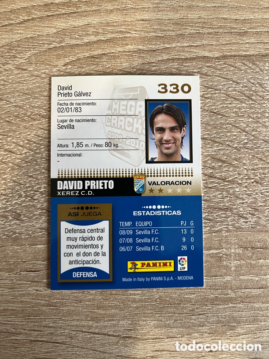Cromos de f&uacute;tbol: 330 DAVID PRIETO MEGACRACKS MGK 2009 2010 09 10 XEREZ