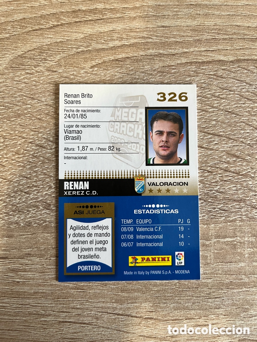 Cromos de f&uacute;tbol: 326 RENAN MEGACRACKS MGK 2009 2010 09 10 XEREZ