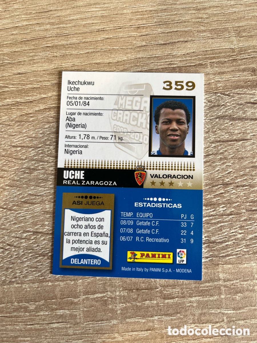 Cromos de f&uacute;tbol: 359 UCHE MEGACRACKS MGK 2009 2010 09 10 REAL ZARAGOZA