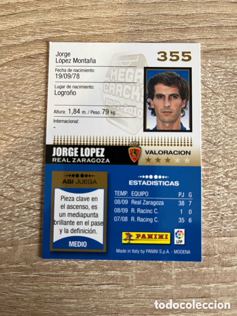 Cromos de f&uacute;tbol: 355 JORGE L&Oacute;PEZ MEGACRACKS MGK 2009 2010 09 10 REAL ZARAGOZA