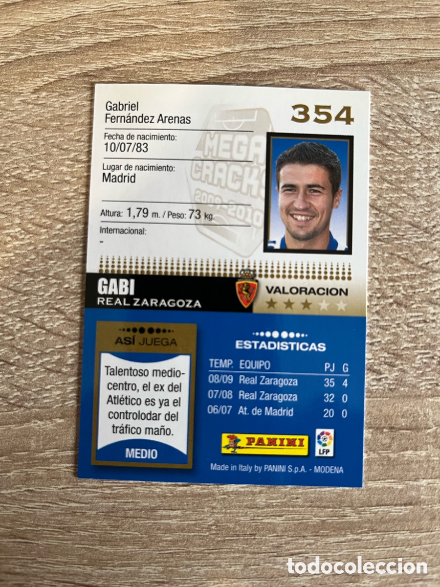 Cromos de f&uacute;tbol: 354 GABI MEGACRACKS MGK 2009 2010 09 10 REAL ZARAGOZA