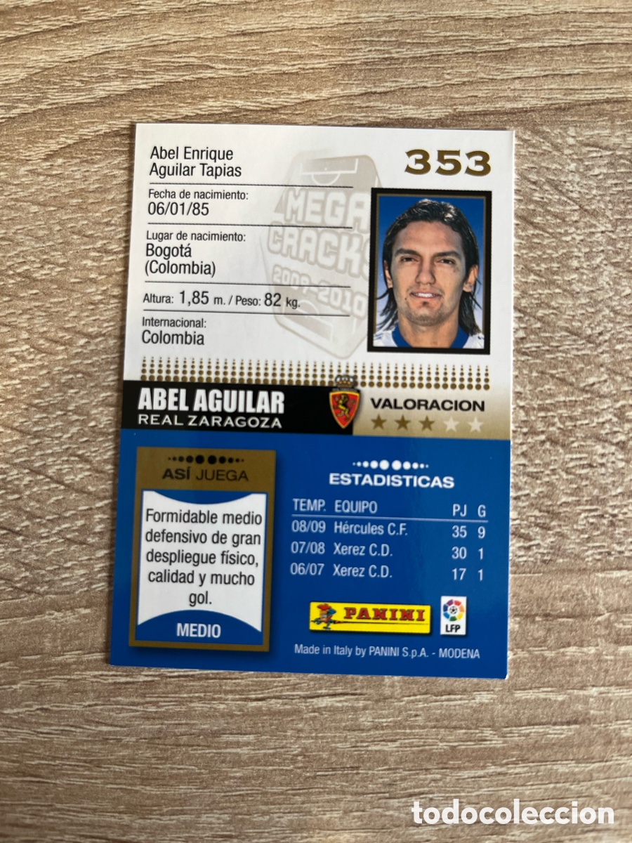 Cromos de f&uacute;tbol: 353 ABEL AGUILAR MEGACRACKS MGK 2009 2010 09 10 REAL ZARAGOZA
