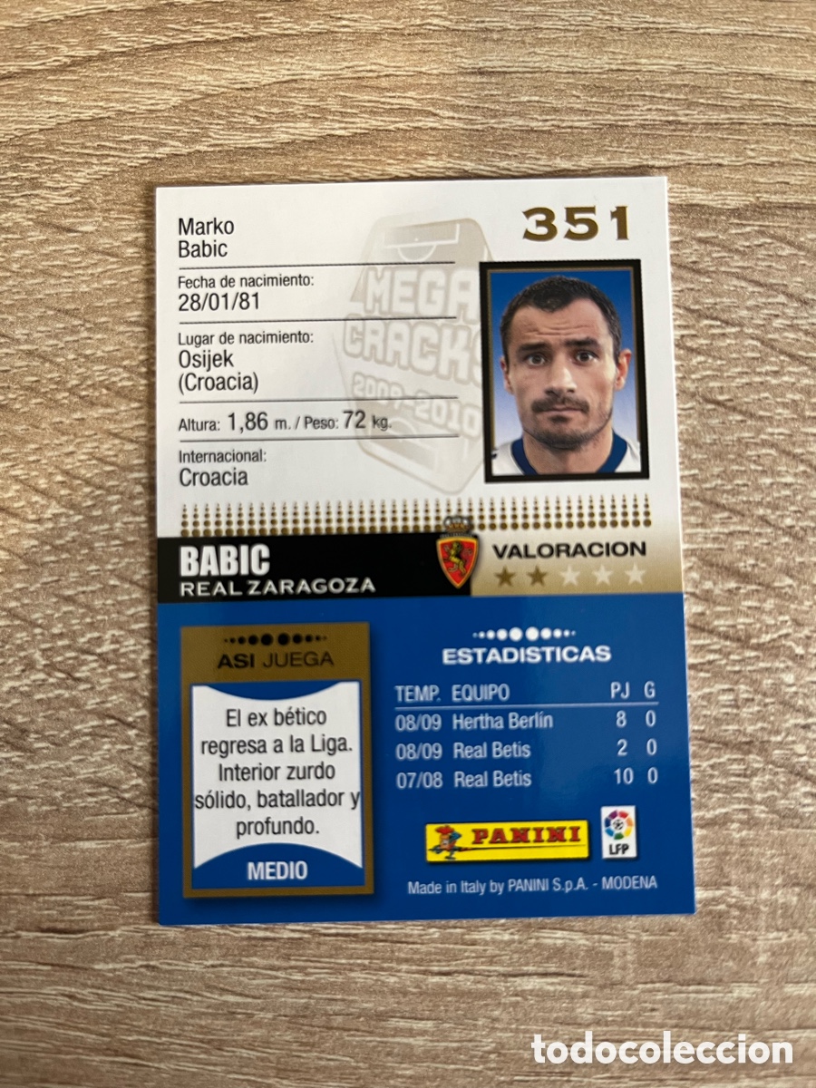 Cromos de f&uacute;tbol: 351 BABIC MEGACRACKS MGK 2009 2010 09 10 REAL ZARAGOZA