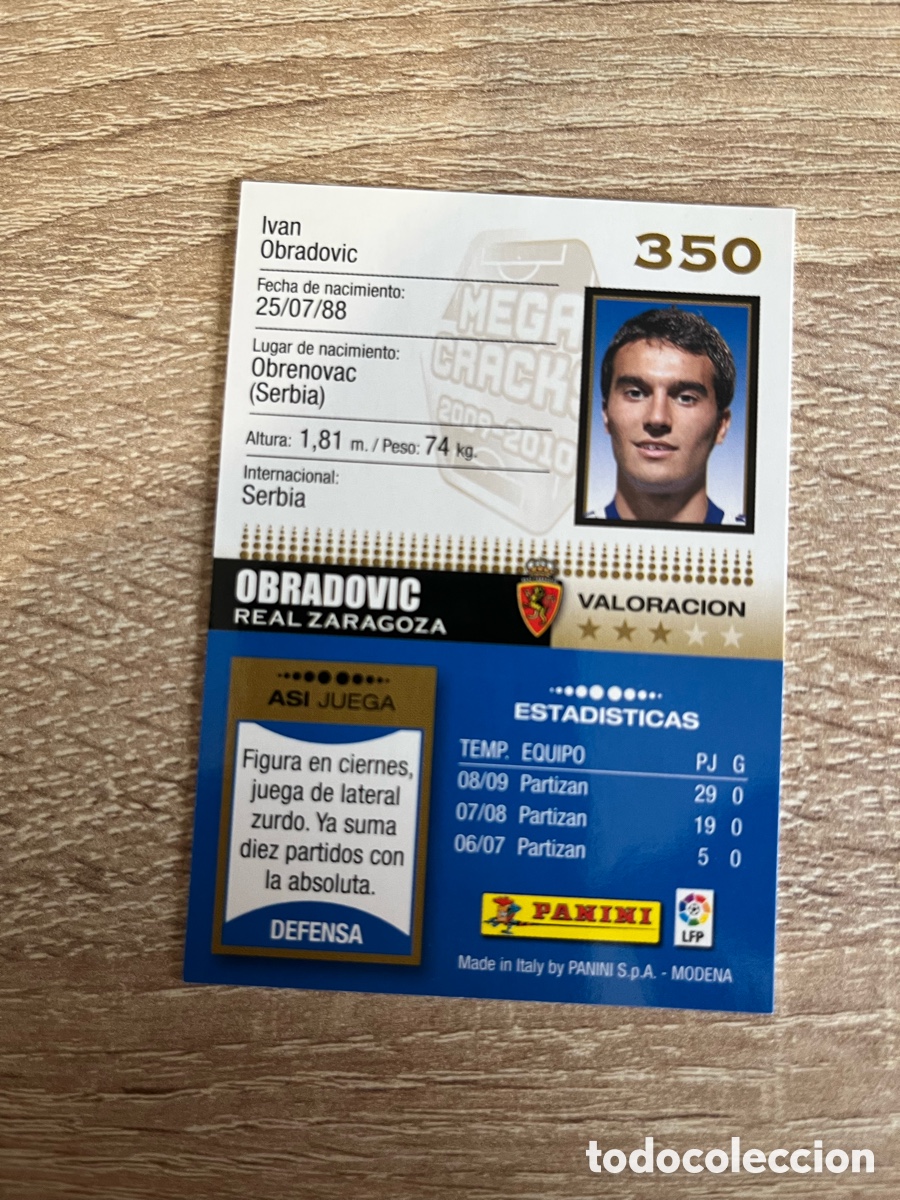 Cromos de f&uacute;tbol: 350 OBRADOVIC MEGACRACKS MGK 2009 2010 09 10 REAL ZARAGOZA