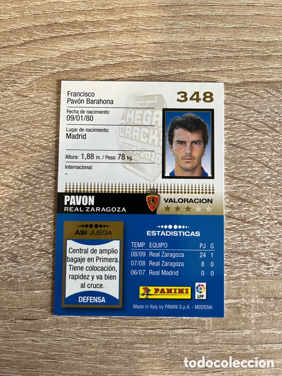 Cromos de f&uacute;tbol: 348 PAVON MEGACRACKS MGK 2009 2010 09 10 REAL ZARAGOZA