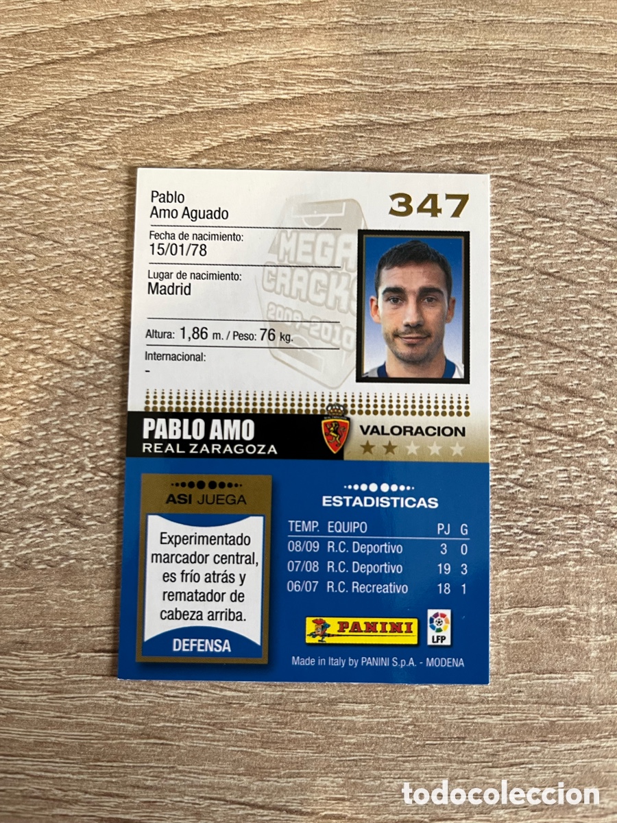 Cromos de f&uacute;tbol: 347 PABLO AMO MEGACRACKS MGK 2009 2010 09 10 REAL ZARAGOZA