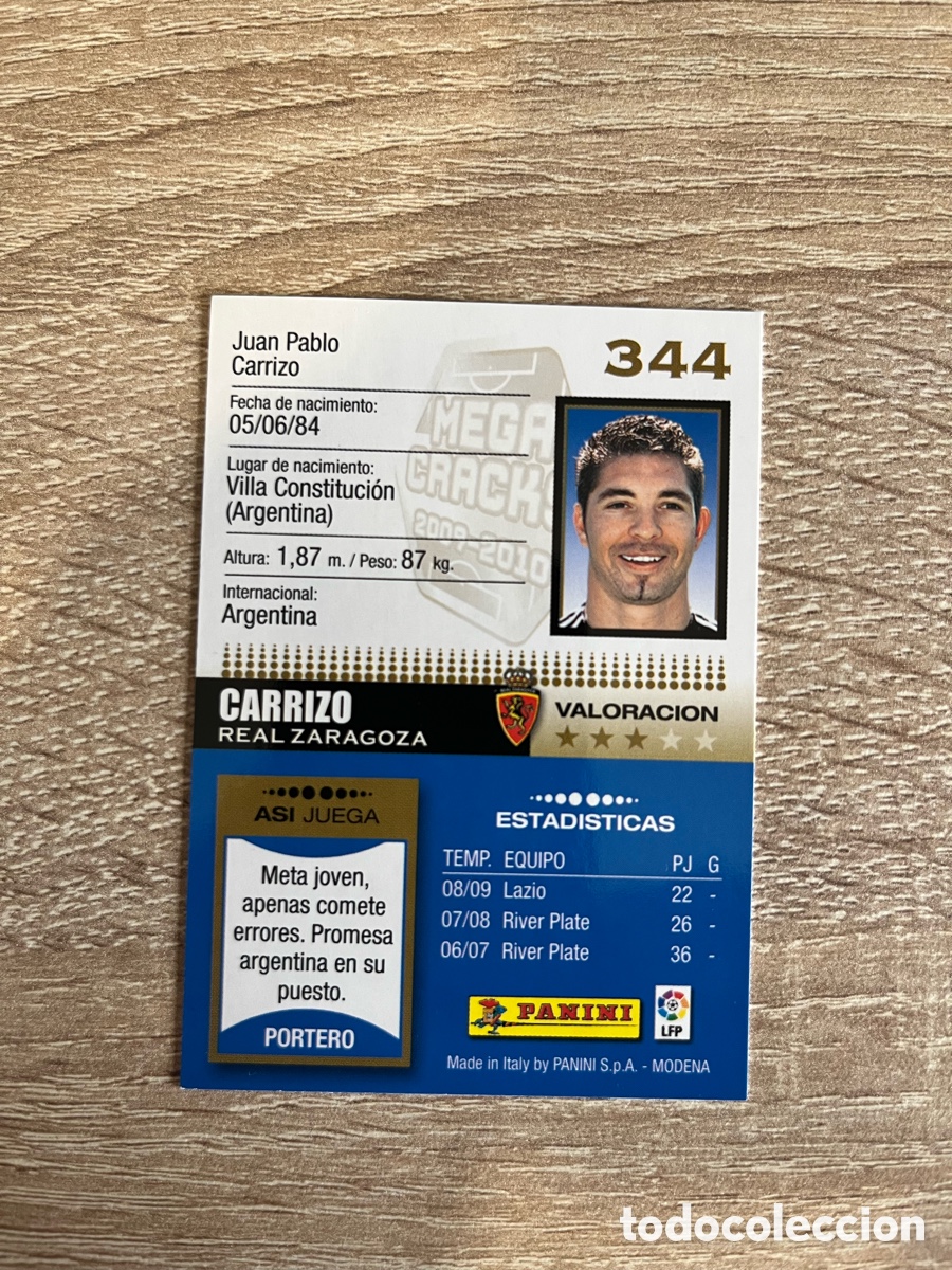 Cromos de f&uacute;tbol: 344 CARRIZO MEGACRACKS MGK 2009 2010 09 10 REAL ZARAGOZA