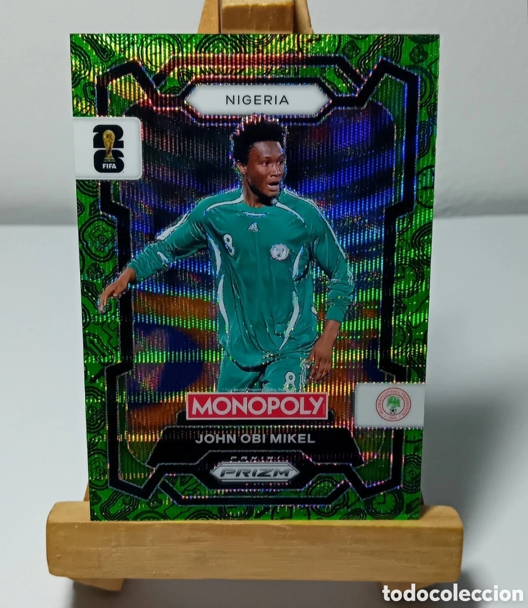 Cromos de f&uacute;tbol: JOHN OBI MIKEL 2026 NIGERIA FOUR CORNERS GREEN WAVE MONOPOLY PRIZM PANINI.