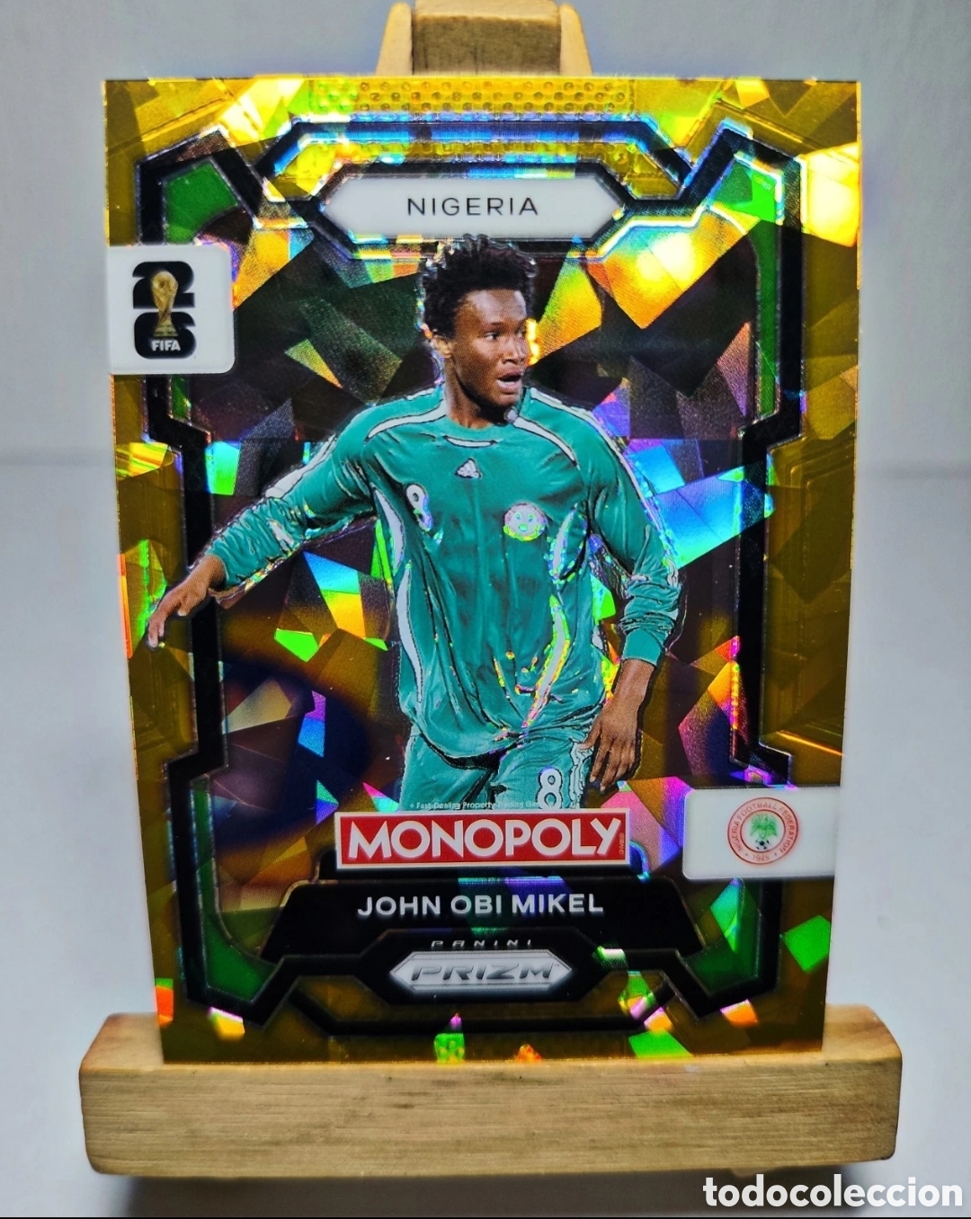 Cromos de f&uacute;tbol: JOHN OBI MIKEL 2026 NIGERIA GOLD CRACKED ICE MONOPOLY PRIZM PANINI.