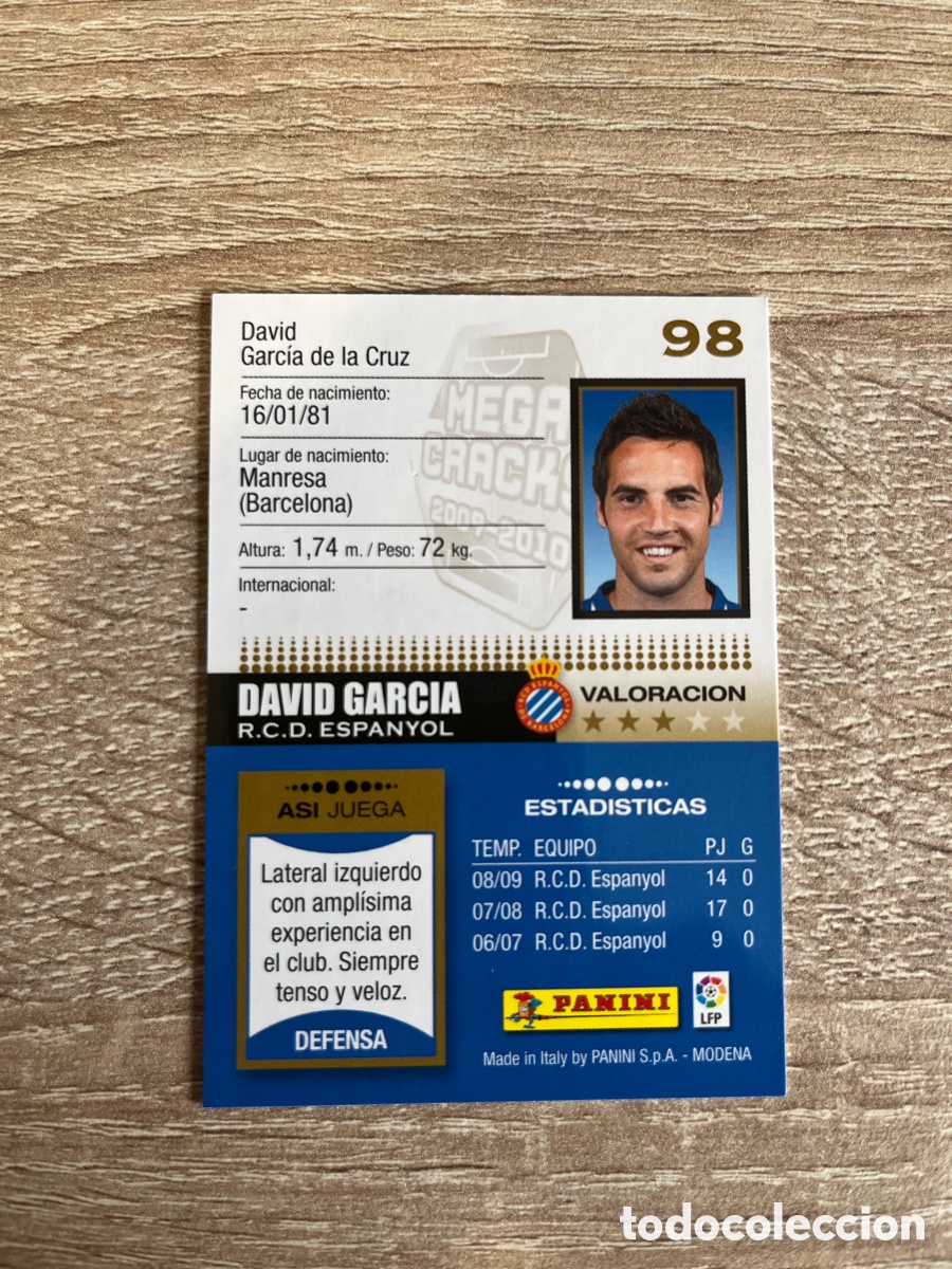 Cromos de f&uacute;tbol: 98 DAVID GARC&Iacute;A MEGACRACKS MGK 2009 2010 09 10 RCD ESPA&Ntilde;OL ESPANYOL