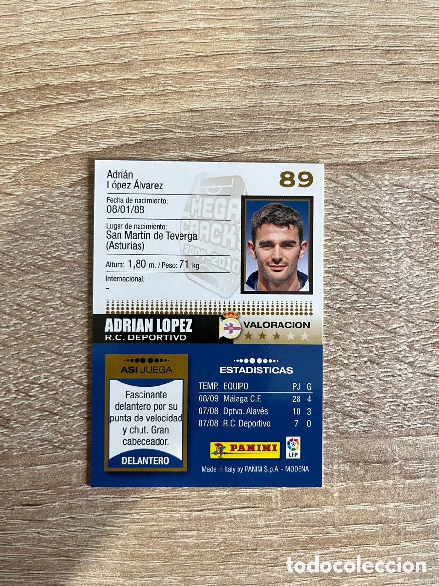 Cromos de f&uacute;tbol: 89 ADRI&Aacute;N L&Oacute;PEZ MEGACRACKS MGK 2009 2010 09 10 DEPORTIVO CORU&Ntilde;A