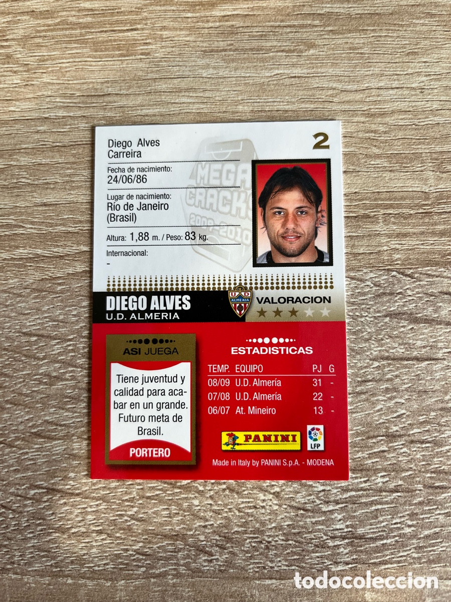 Cromos de f&uacute;tbol: 2 DIEGO ALVES MEGACRACKS MGK 2009 2010 09 10 ALMER&Iacute;A