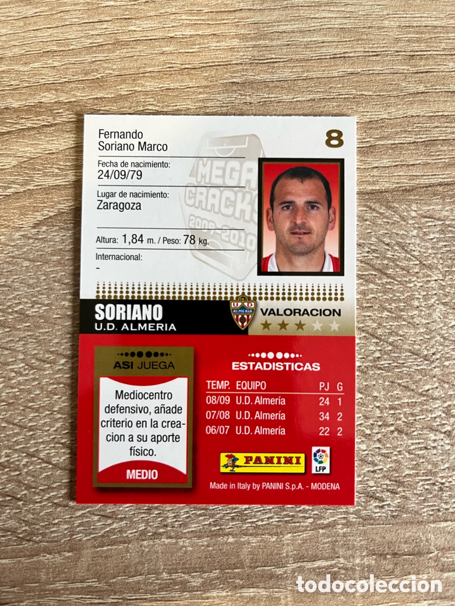 Cromos de f&uacute;tbol: 8 SORIANO MEGACRACKS MGK 2009 2010 09 10 ALMER&Iacute;A