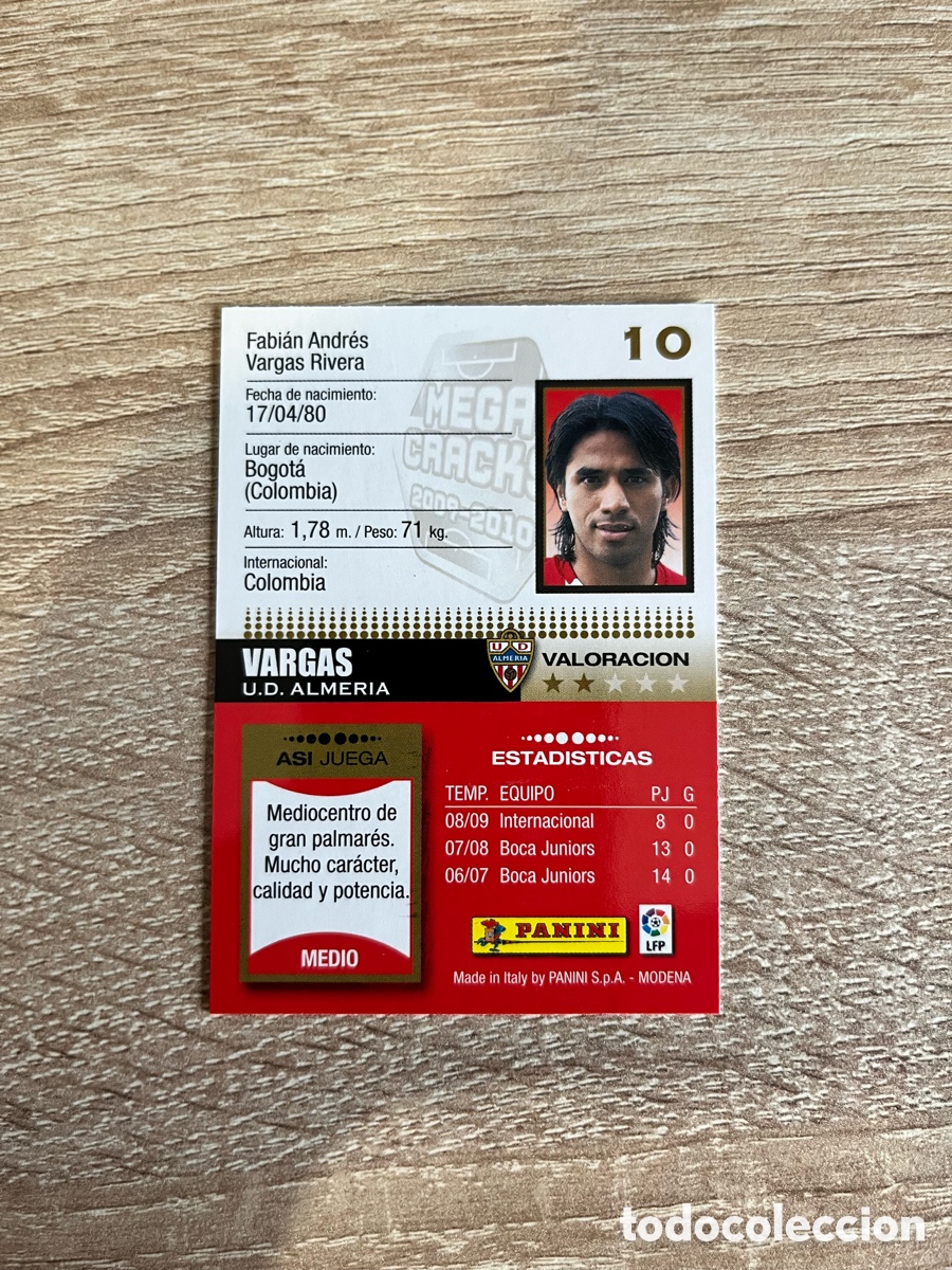 Cromos de f&uacute;tbol: 10 VARGAS MEGACRACKS MGK 2009 2010 09 10 ALMER&Iacute;A