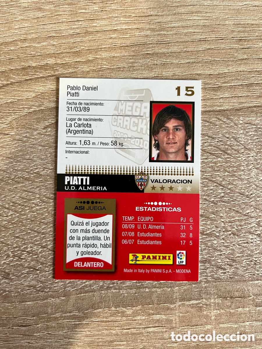 Cromos de f&uacute;tbol: 15 PIATTI MEGACRACKS MGK 2009 2010 09 10 ALMER&Iacute;A
