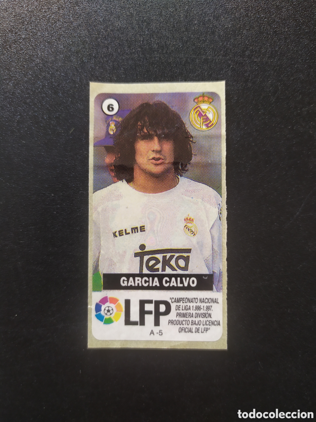 Cromos de f&uacute;tbol: Liga de las estrellas 1996 1997 96 97 chicles chicle Vidal Garc&iacute;a Calvo n&deg; 6 Real Madrid sin pegar