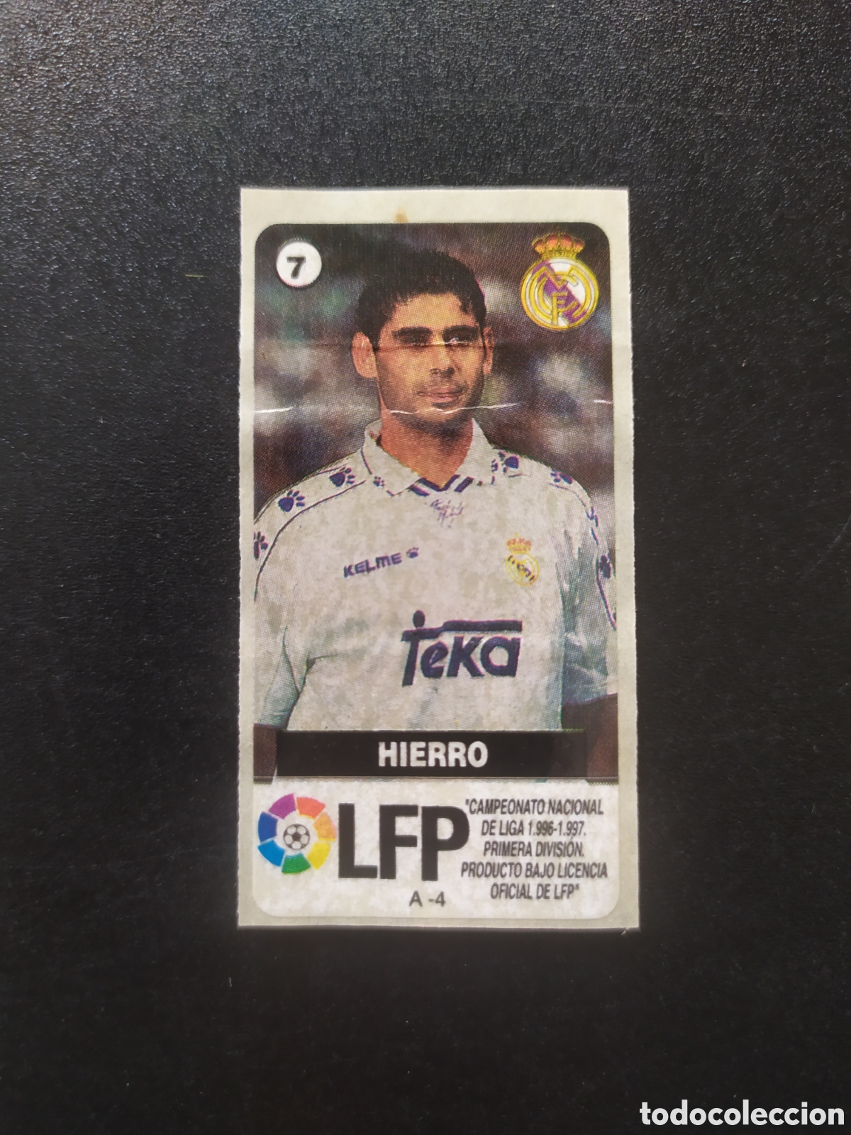 Cromos de f&uacute;tbol: Liga de las estrellas 1996 1997 96 97 chicles chicle Vidal Hierro n&deg; 7 Real Madrid sin pegar