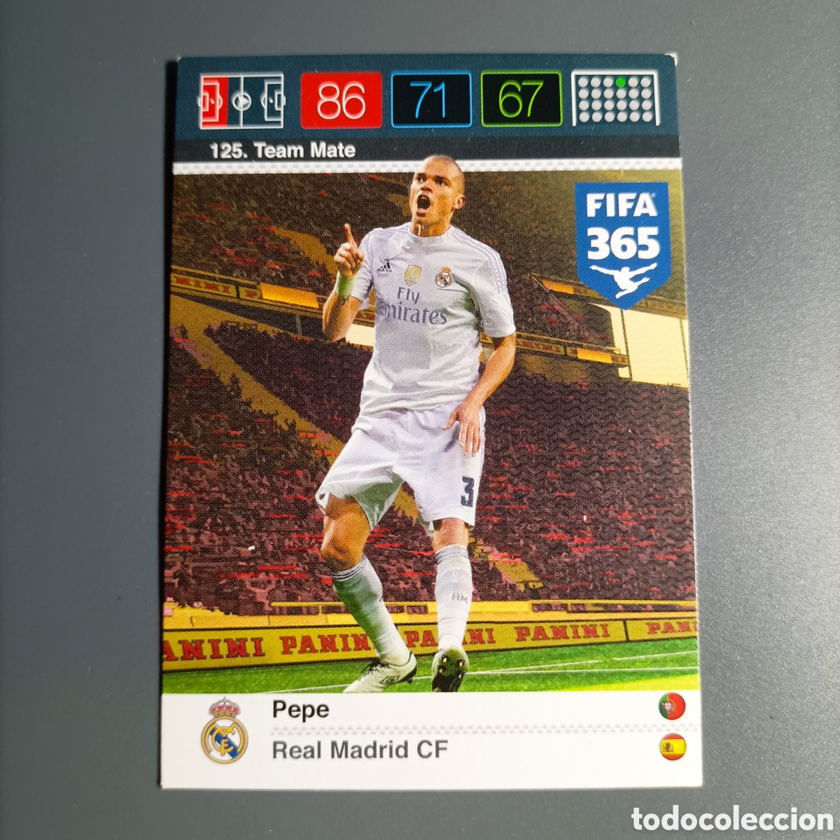 Cromos de f&uacute;tbol: CARD ADRENALYN XL FIFA 365 PANINI 2016 (REAL MADRID) №125 PEPE