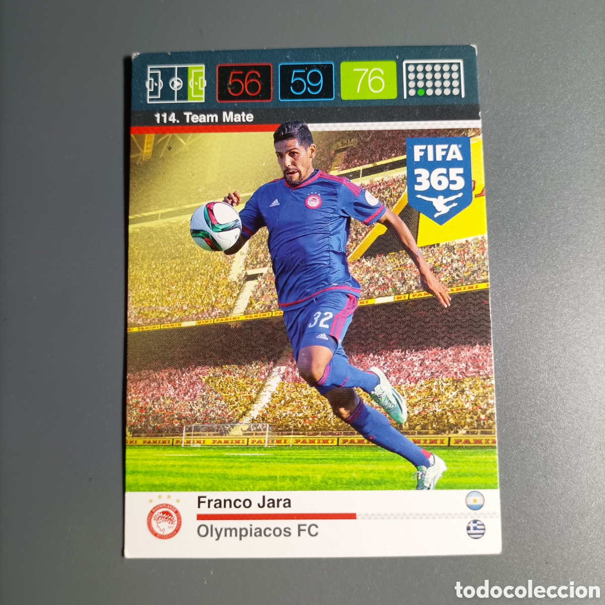 Cromos de f&uacute;tbol: CARD ADRENALYN XL FIFA 365 PANINI 2016 (OLYMPIACOS FC) №114 FRANCO JARA