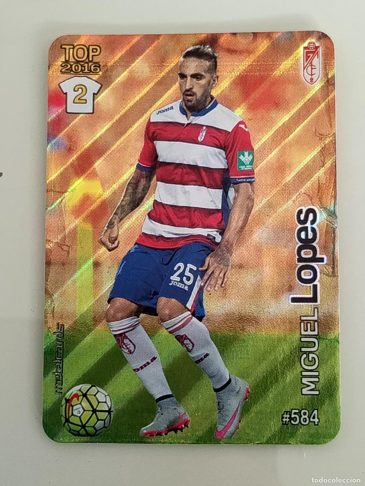 Cromos de f&uacute;tbol: 584 MIGUEL LOPES. GRANADA CF. RAYAS DIAGONAL. LAS FICHAS QUIZ DE LA LIGA 2016