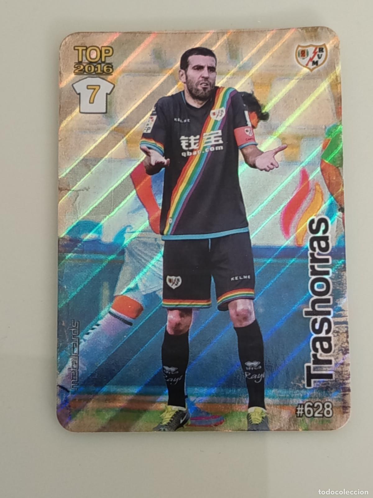 Cromos de f&uacute;tbol: 628 TRASHORRAS. RAYO VALLECANO. RAYAS DIAGONAL. LAS FICHAS QUIZ DE LA LIGA 2016
