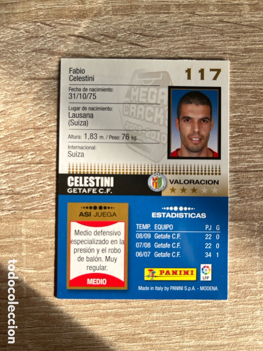 Cromos de f&uacute;tbol: 117 CELESTINI MEGACRACKS MGK 2009 2010 09 10 GETAFE