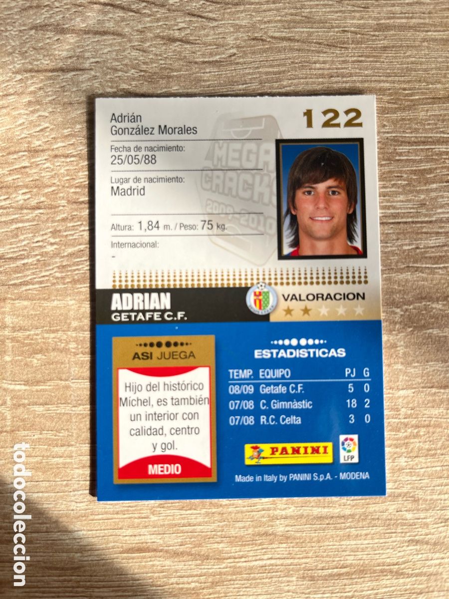 Cromos de f&uacute;tbol: 122 ADRI&Aacute;N MEGACRACKS MGK 2009 2010 09 10 GETAFE
