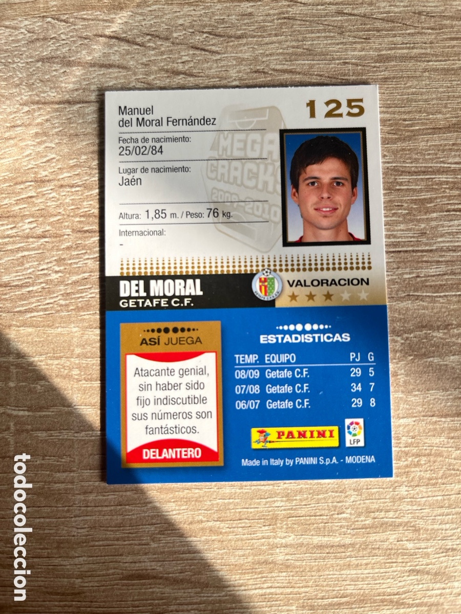 Cromos de f&uacute;tbol: 125 DEL MORAL MEGACRACKS MGK 2009 2010 09 10 GETAFE