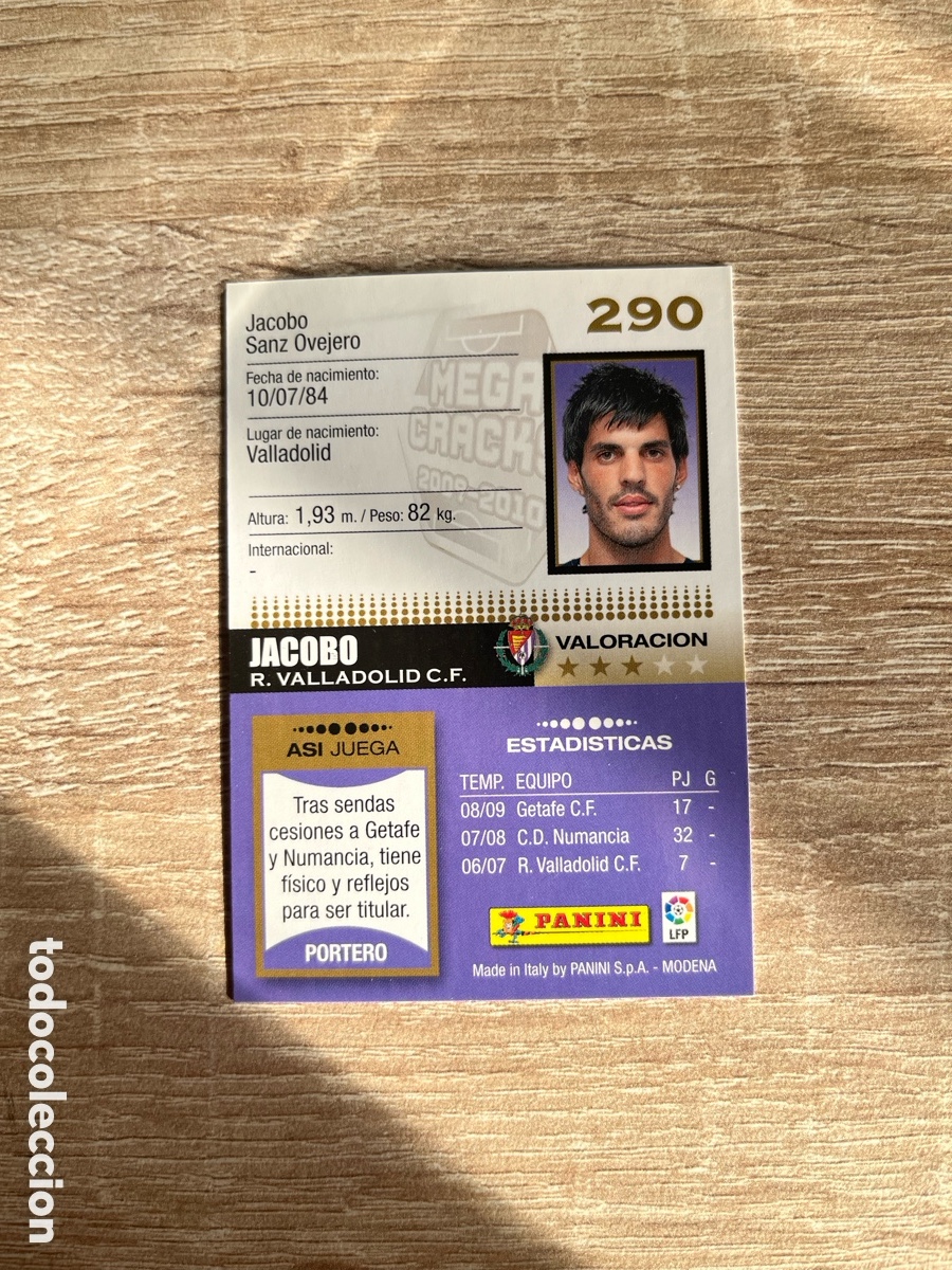 Cromos de f&uacute;tbol: 290 JACOBO MEGACRACKS MGK 2009 2010 09 10 VALLADOLID