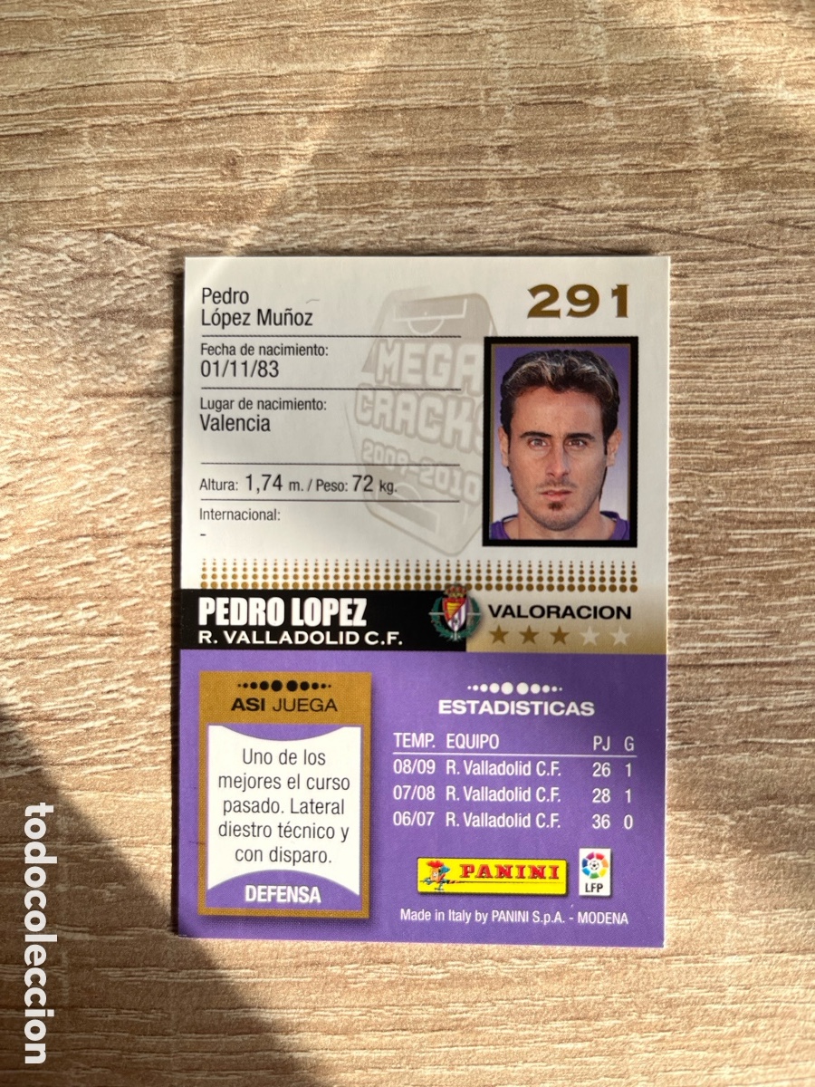 Cromos de f&uacute;tbol: 291 PEDRO L&Oacute;PEZ MEGACRACKS MGK 2009 2010 09 10 VALLADOLID
