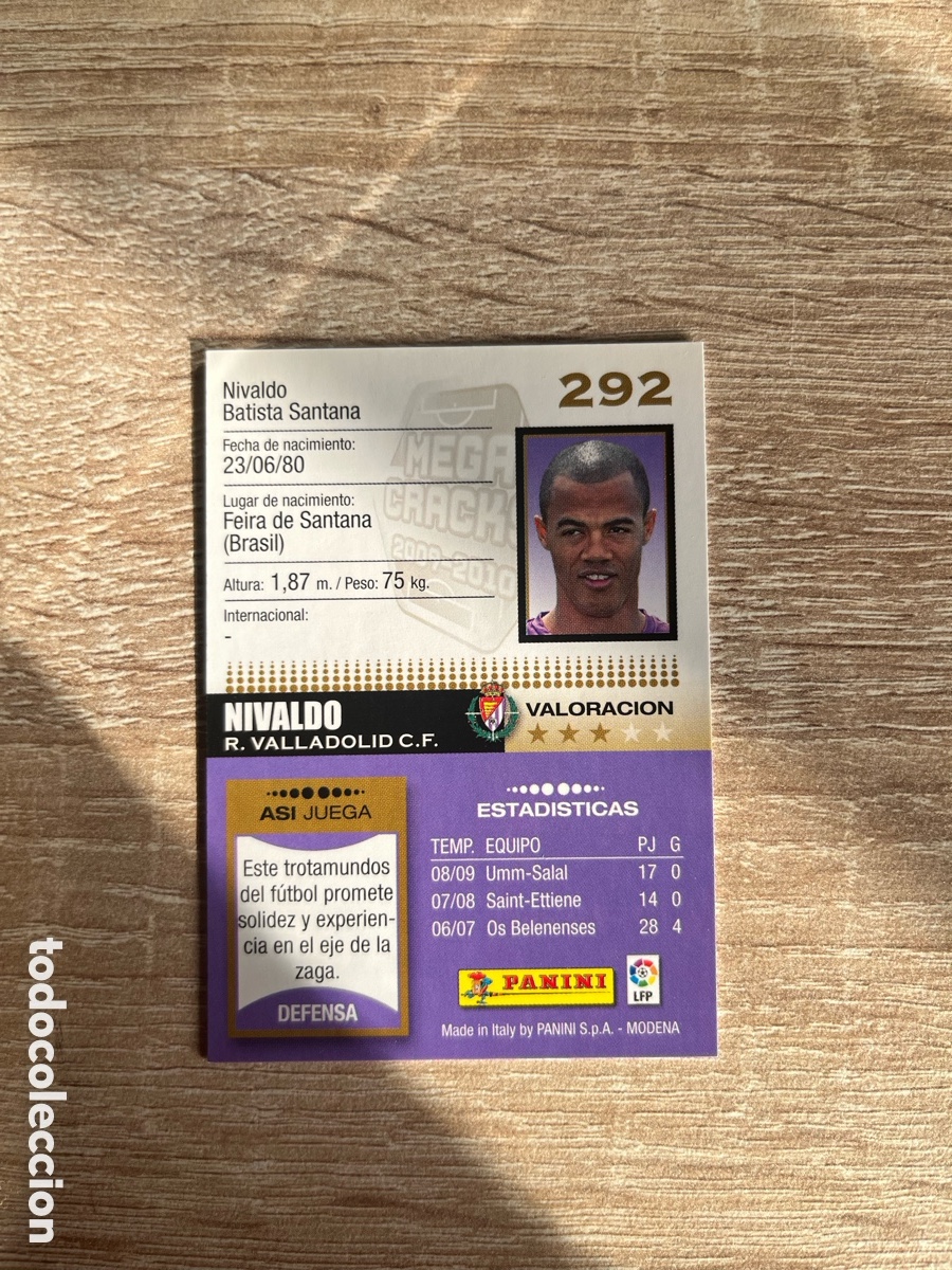 Cromos de f&uacute;tbol: 292 NIVALDO MEGACRACKS MGK 2009 2010 09 10 VALLADOLID