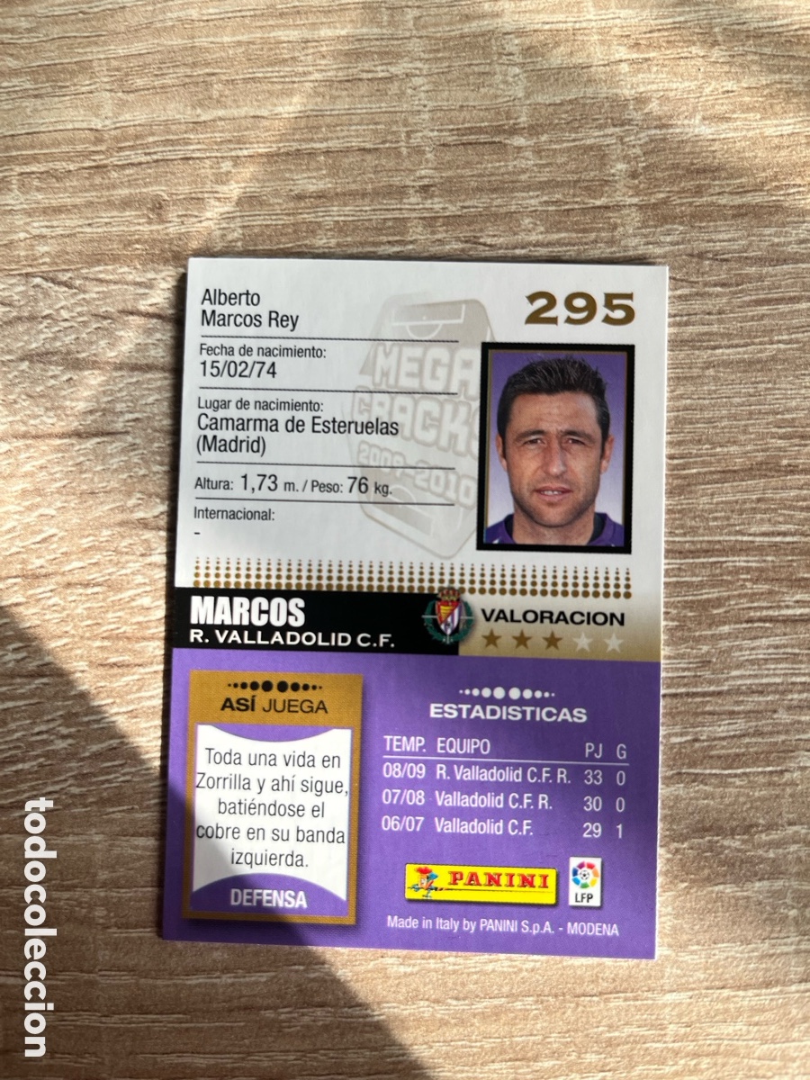 Cromos de f&uacute;tbol: 295 MARCOS MEGACRACKS MGK 2009 2010 09 10 VALLADOLID