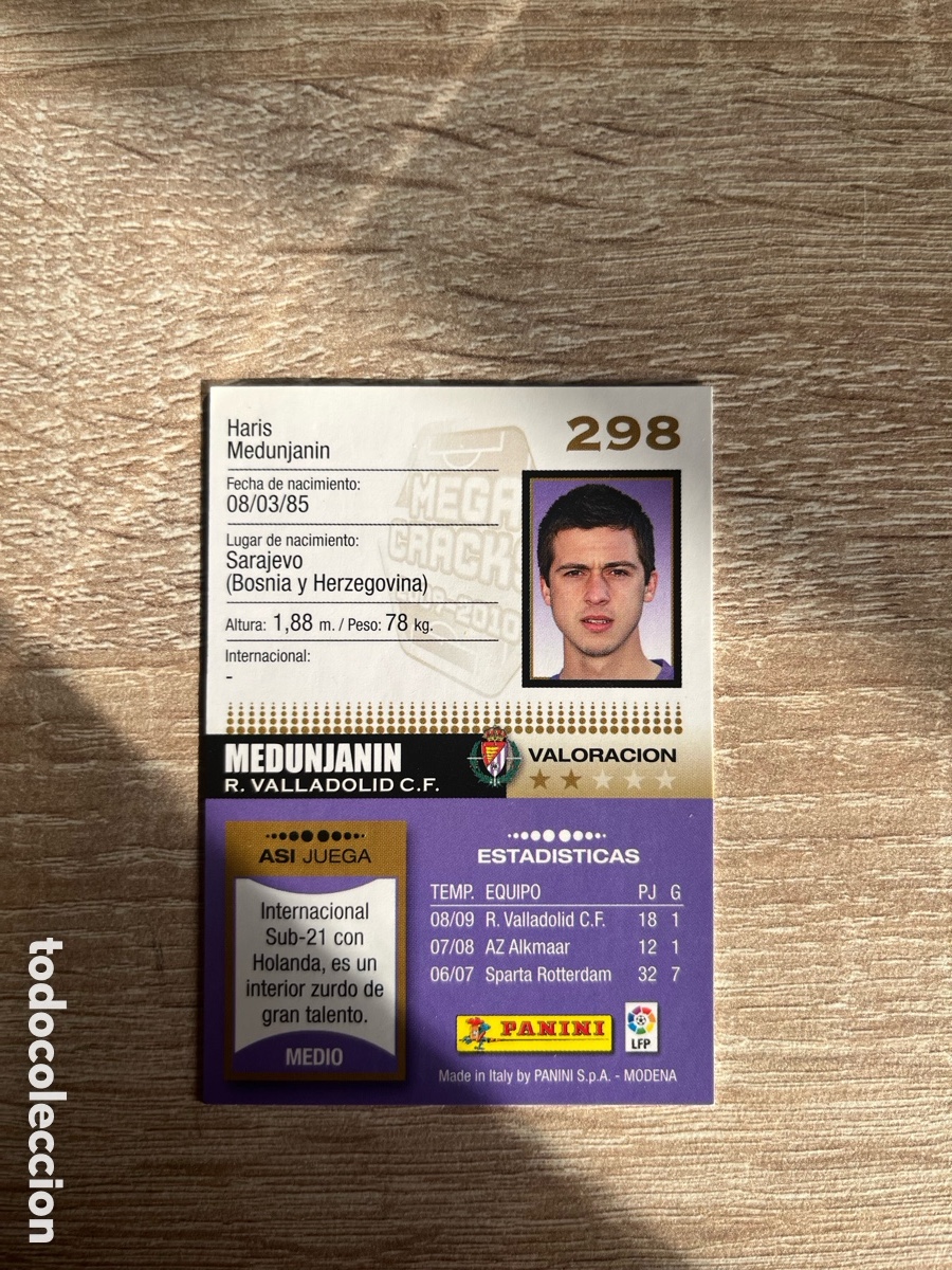 Cromos de f&uacute;tbol: 298 MEDUNJANIN MEGACRACKS MGK 2009 2010 09 10 VALLADOLID