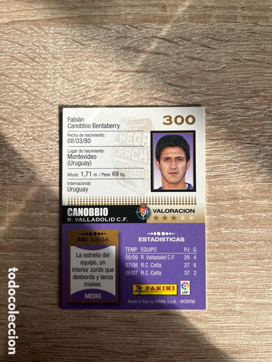 Cromos de f&uacute;tbol: 300 CANOBBIO MEGACRACKS MGK 2009 2010 09 10 VALLADOLID