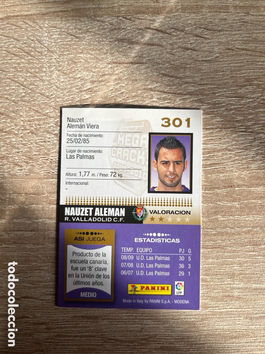 Cromos de f&uacute;tbol: 301 NAUZET ALEM&Aacute;N MEGACRACKS MGK 2009 2010 09 10 VALLADOLID