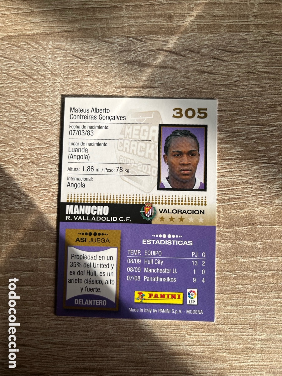 Cromos de f&uacute;tbol: 305 MANUCHO MEGACRACKS MGK 2009 2010 09 10 VALLADOLID