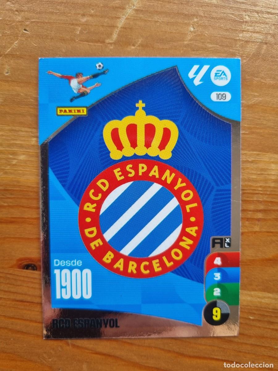 Cromos de f&uacute;tbol: 109 ESCUDO (RCD Espanyol). Liga 2024 2025 24 25 Adrenalyn XL (Panini)