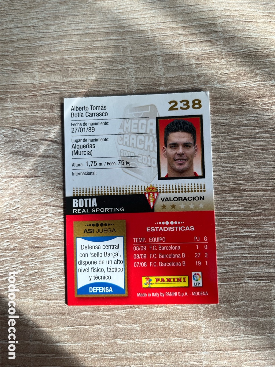 Cromos de f&uacute;tbol: 238 BOTIA MEGACRACKS MGK 2009 2010 09 10 SPORTING DE GIJ&Oacute;N