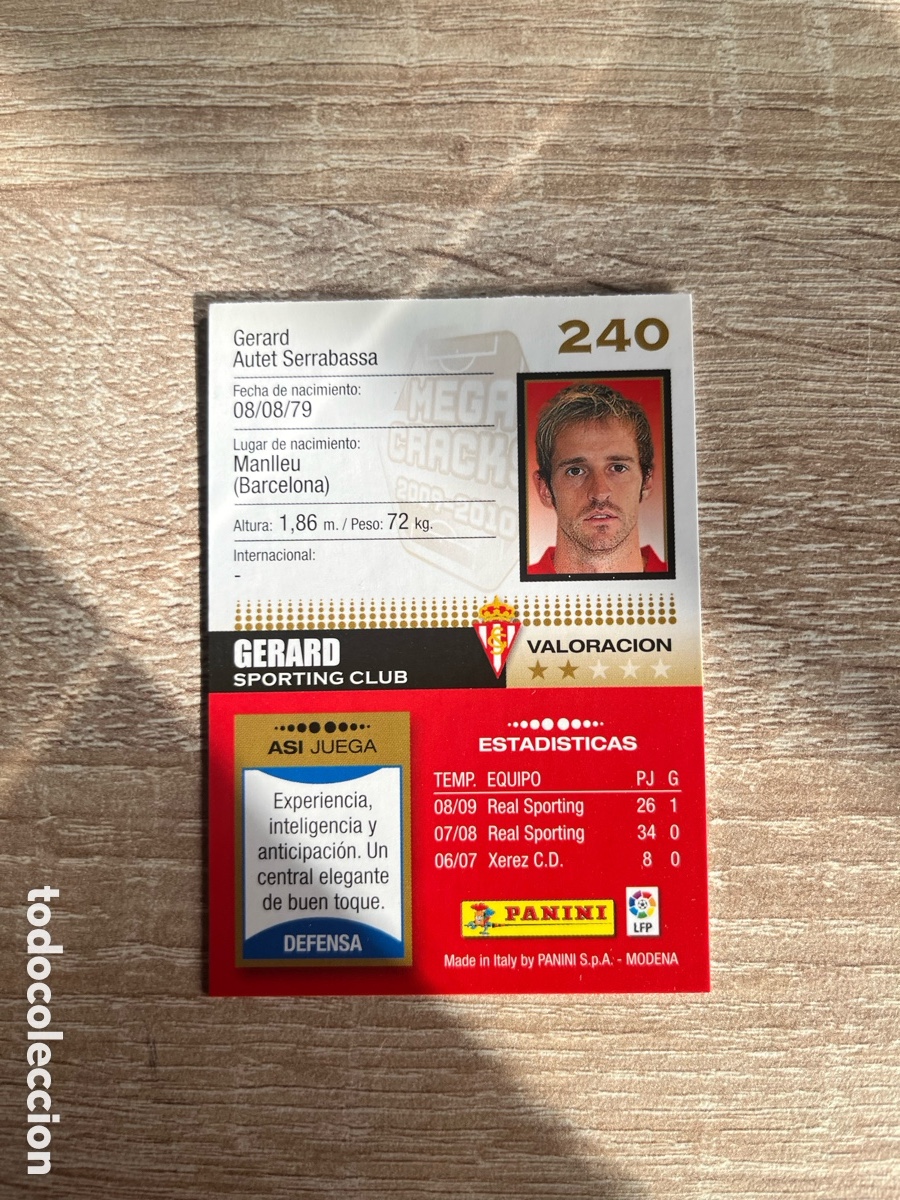 Cromos de f&uacute;tbol: 240 GERARD MEGACRACKS MGK 2009 2010 09 10 SPORTING DE GIJ&Oacute;N