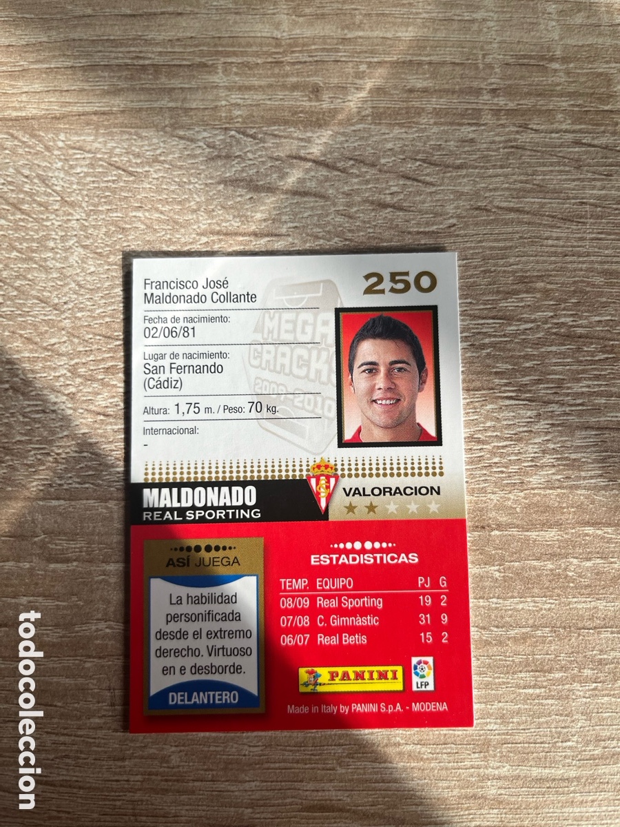 Cromos de f&uacute;tbol: 250 MALDONADO MEGACRACKS MGK 2009 2010 09 10 SPORTING DE GIJ&Oacute;N