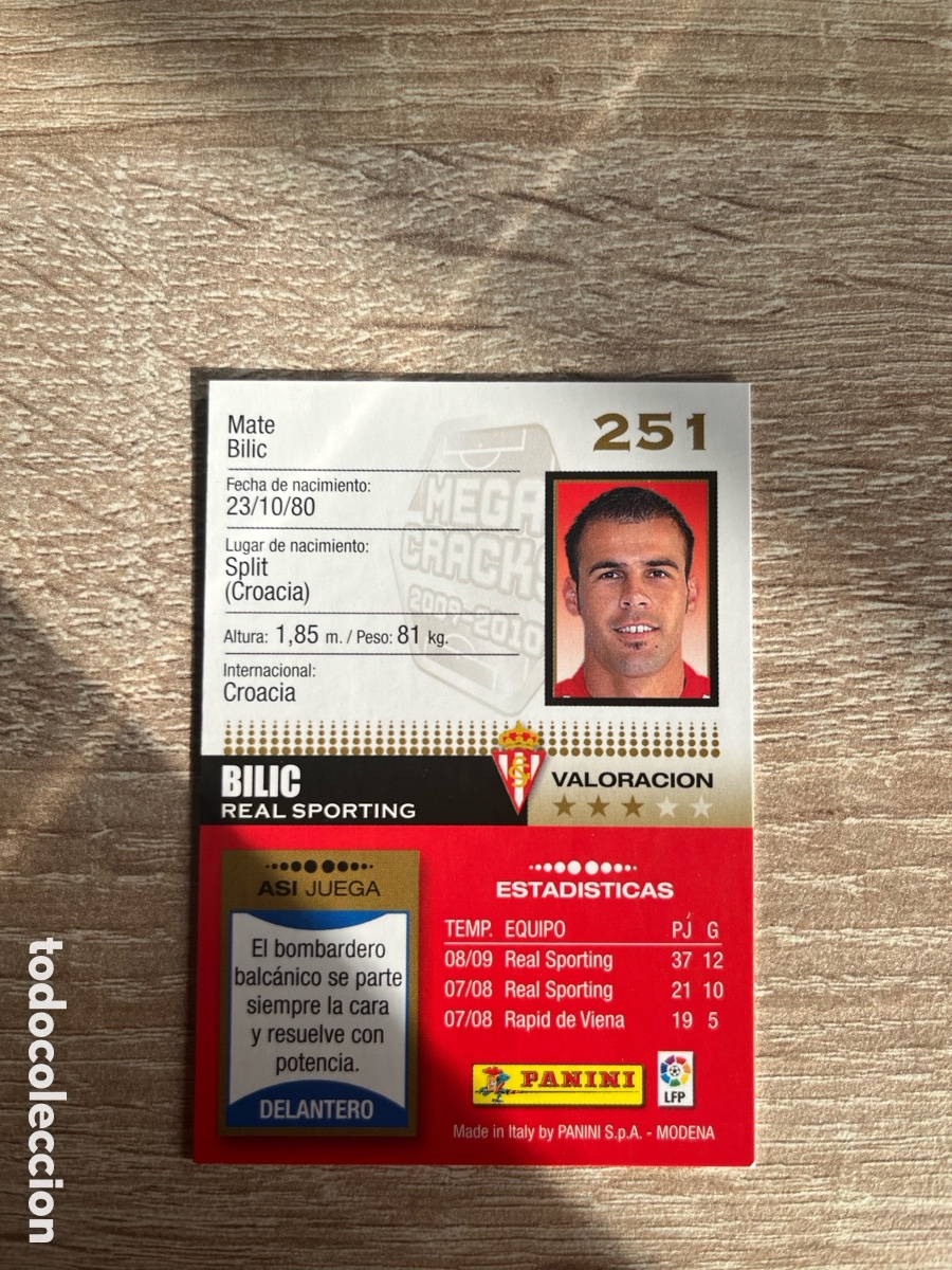 Cromos de f&uacute;tbol: 251 BILIC MEGACRACKS MGK 2009 2010 09 10 SPORTING DE GIJ&Oacute;N