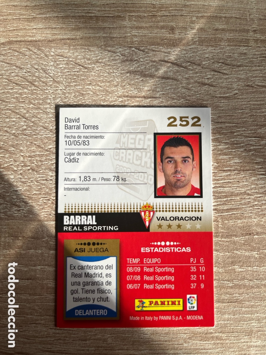 Cromos de f&uacute;tbol: 252 BARRAL MEGACRACKS MGK 2009 2010 09 10 SPORTING DE GIJ&Oacute;N