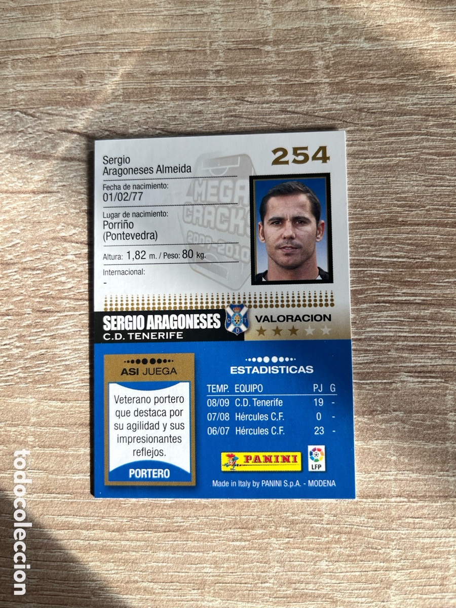 Cromos de f&uacute;tbol: 254 SERGIO ARAGONESES MEGACRACKS MGK 2009 2010 09 10 TENERIFE