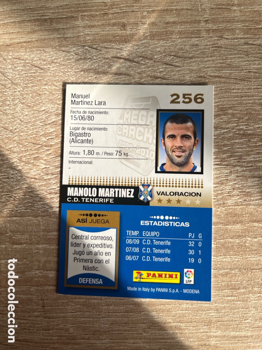 Cromos de f&uacute;tbol: 256 MANOLO MART&Iacute;NEZ MEGACRACKS MGK 2009 2010 09 10 TENERIFE