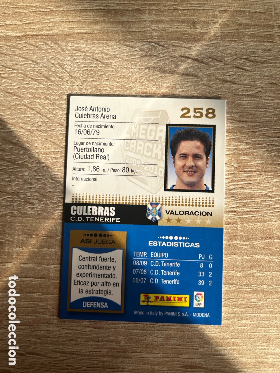 Cromos de f&uacute;tbol: 258 CULEBRAS MEGACRACKS MGK 2009 2010 09 10 TENERIFE