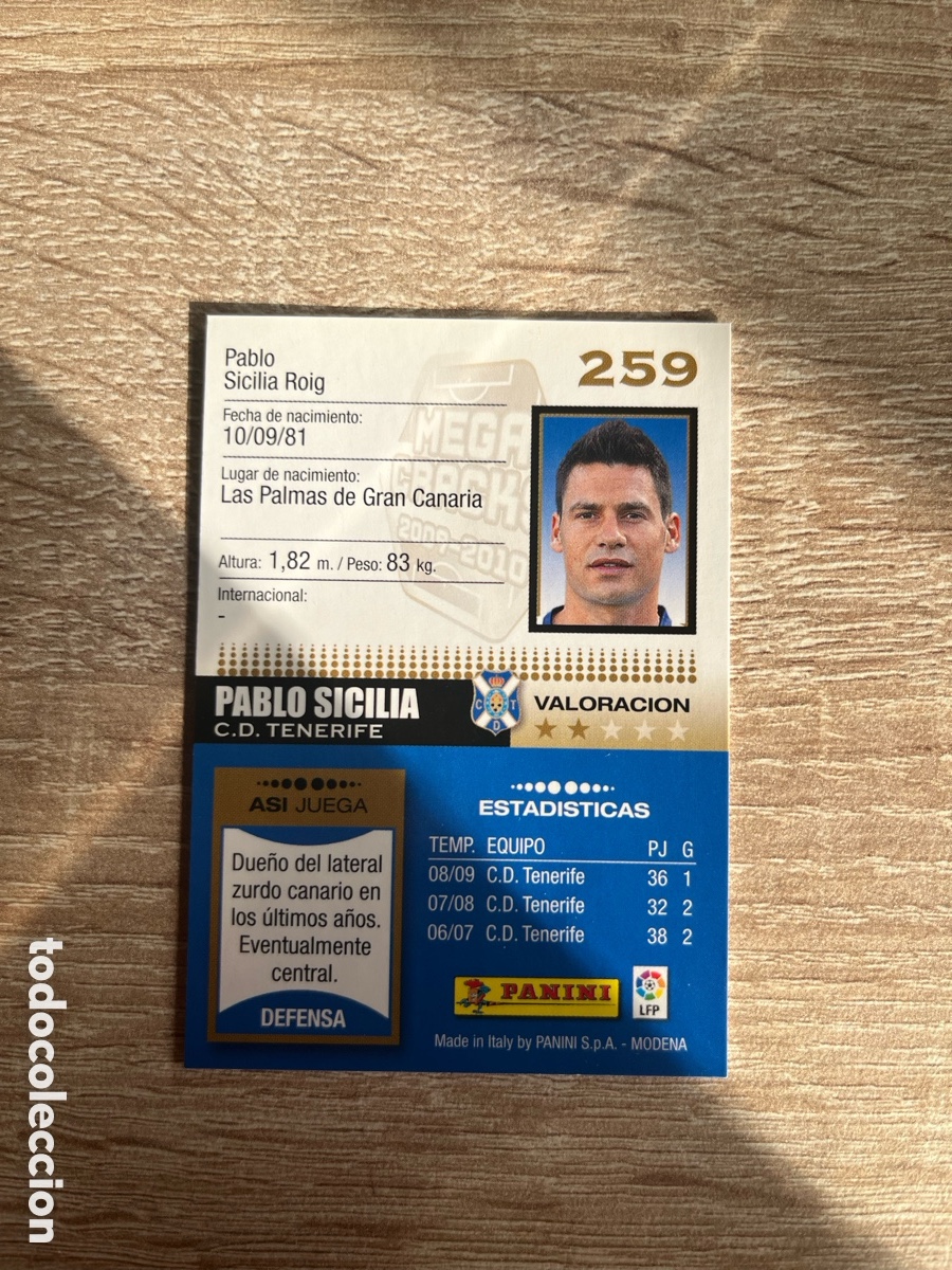 Cromos de f&uacute;tbol: 259 PABLO SICILIA MEGACRACKS MGK 2009 2010 09 10 TENERIFE