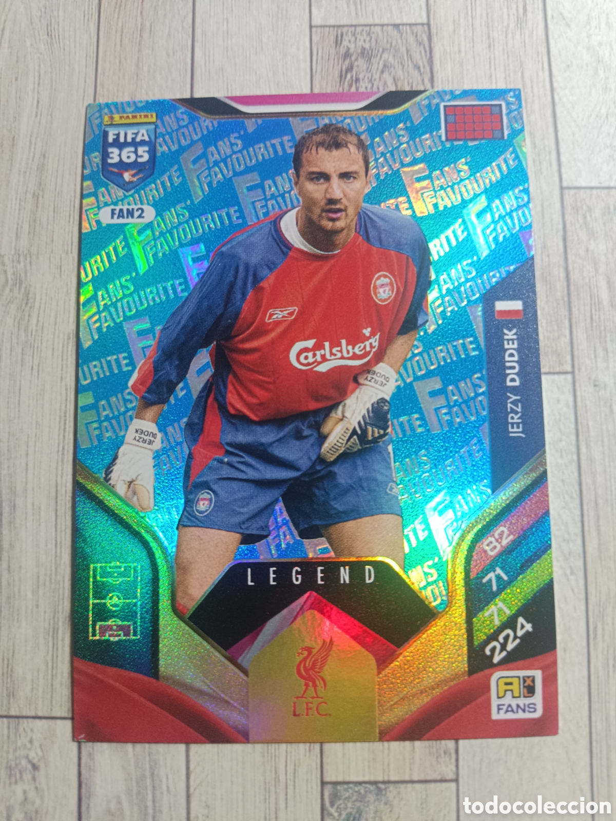 Cromos de f&uacute;tbol: FAN2 DUDEK LIVERPOOL FANS FAVOURITES LEGEND PARALELA AZUL BLUE ADRENALYN XL FIFA 365 PANINI 2026