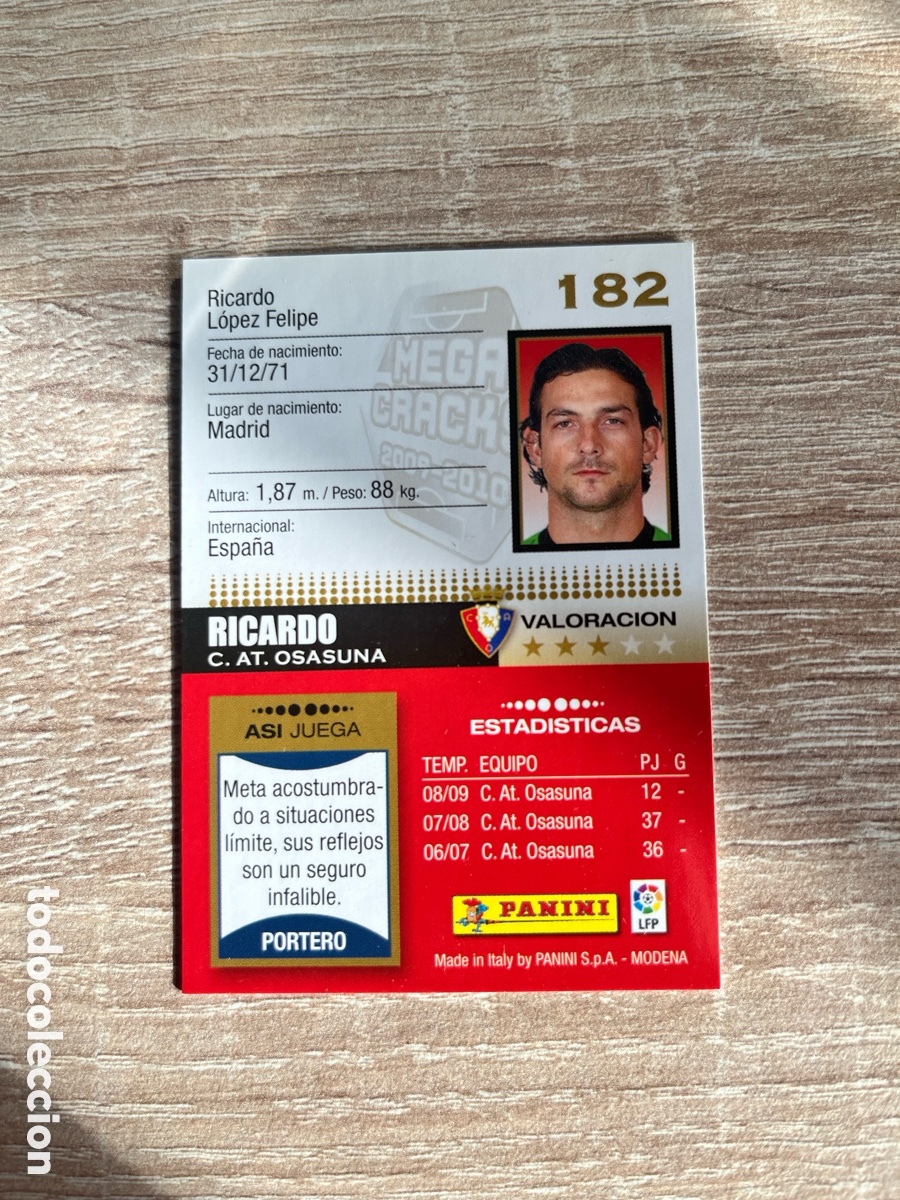 Cromos de f&uacute;tbol: 182 RICARDO MEGACRACKS MGK 2009 2010 09 10 OSASUNA